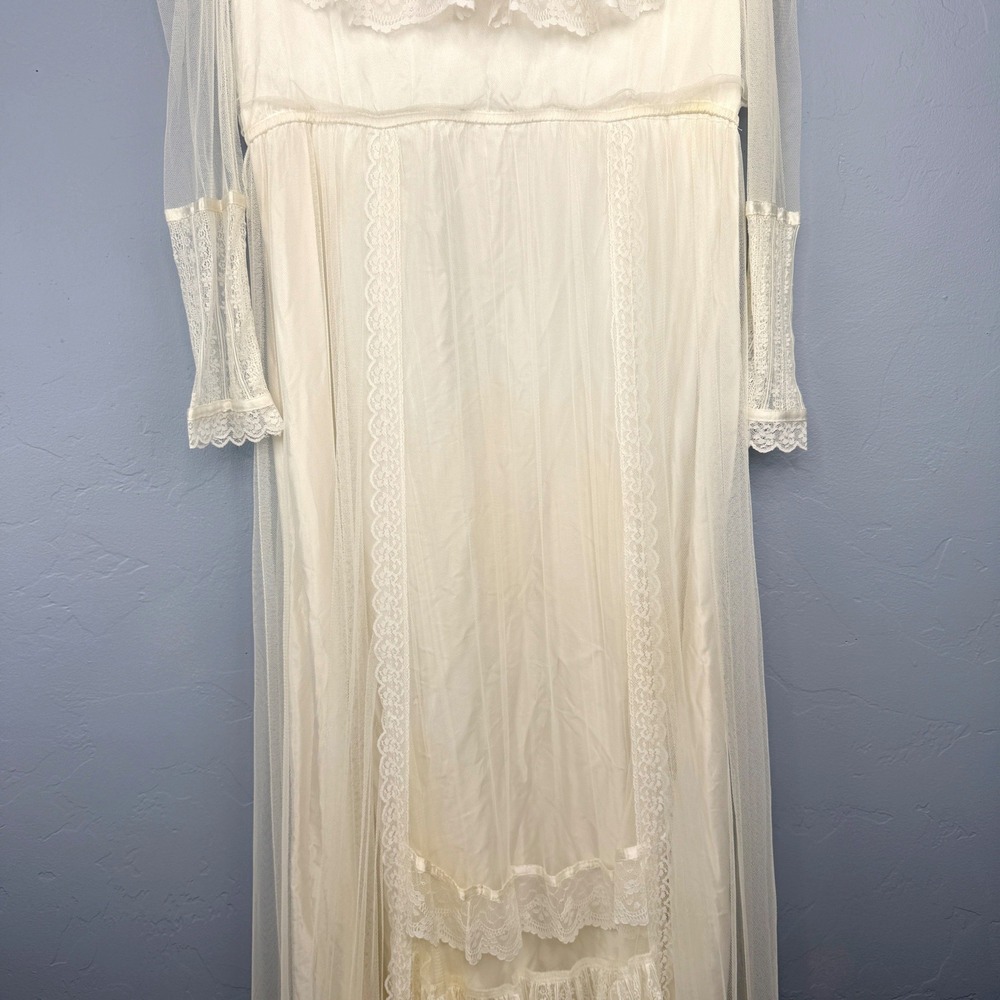 Gunne Sax by Jessica McClintock Vintage Lace Wedding Dress Ivory Maxi Boho 70s - Picture 9 of 16